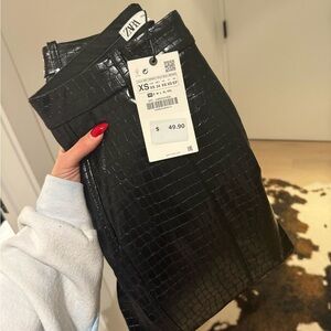 Zara Croc Patent Leather Pants NWT